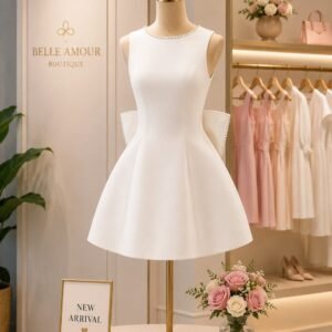 Bow Backless Dress - White